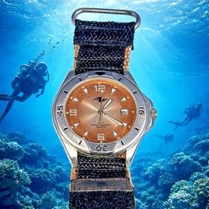 Athletic Works AW014 Quartz Watch 100FT WR Brown Dial Date Japan Movt Not Tested